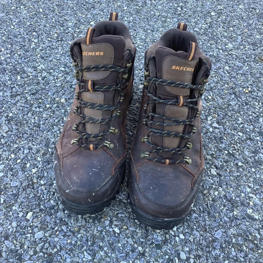 Skechers Waterproof Men's Leather Hiking Boots Brown Size 13‎ US
